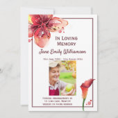 In Loving Memory Calla Lily Funeral Aankondiging (Voorkant)