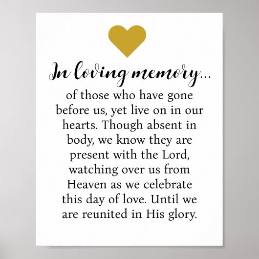 In Loving Memory Christelijke Quote Trouwtafelblad Poster (Voorkant)
