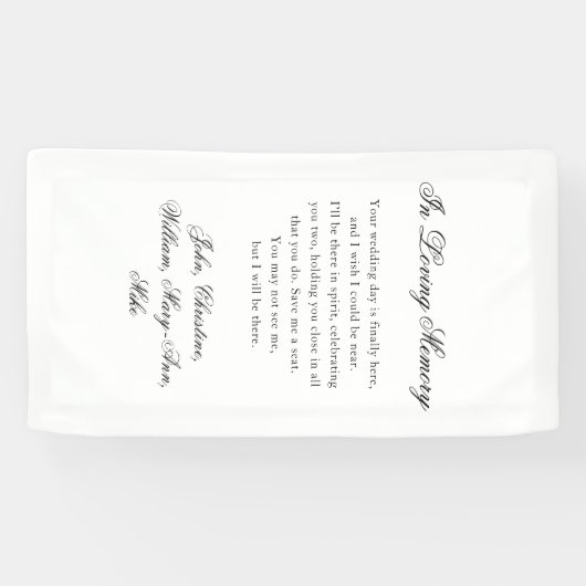 "In Loving Memory" Classic Wedding Memorial White Spandoek (Horizontaal)