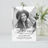 In Loving Memory Clouds Memorial Moderne foto Bedankkaart (Staand voorkant)