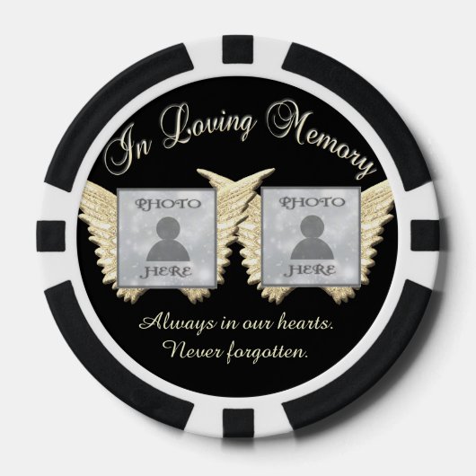 In Loving Memory Dubbele Memorial Foto Herinnering Poker Chips (Voorkant)