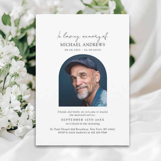 In Loving Memory Eenvoudige Foto Uitnodiging voor