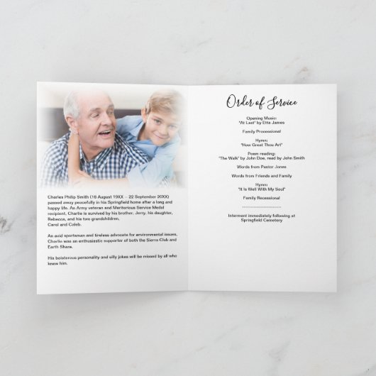 In Loving Memory Elegant Modern Begrafenisprogramm Programma (Binnen)