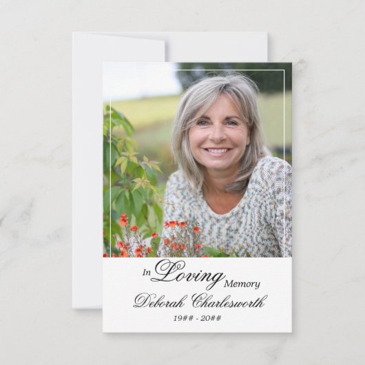In Loving Memory Elegant Script Funeral Photo Bedankkaart (Voorkant)