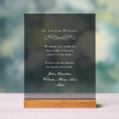 "In Loving Memory" Elegant Wedding Memorial Acryl Bord (Neutraal)