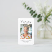 "In loving Memory" Elegant White Photo Prayer Visitekaartje (Staand voorkant)