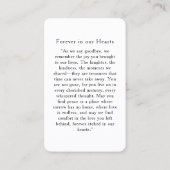 "In loving Memory" Elegant White Photo Prayer Visitekaartje (Achterkant)