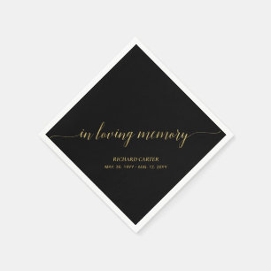In Loving Memory   Elegante Gouden Schrift Herdenk Servet