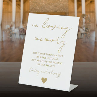 In Loving Memory Elegante Gouden Schrift Reclamebord Met Voetstuk