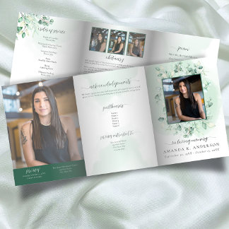 In Loving Memory Eucalyptus groen diensten Drieluik Programma