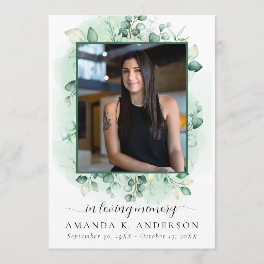 In Loving Memory Eucalyptus groen diensten Programma (Voorkant)