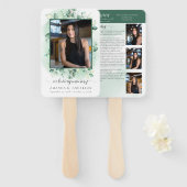 In Loving Memory Eucalyptus groen overlijdensberic Handwaaier (Voorkant en achterkant)