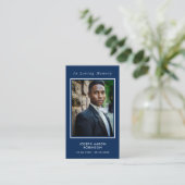 In Loving Memory Foto Begrafenis Blauw Gebed Kaart Visitekaartje (Staand voorkant)