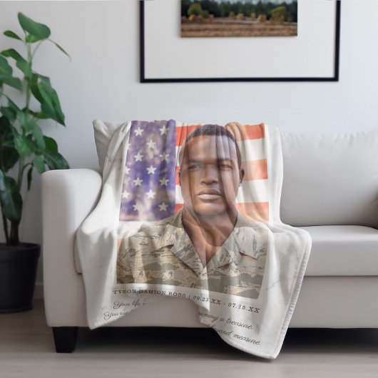 In Loving Memory Foto Quote Keepsake Fleece Deken