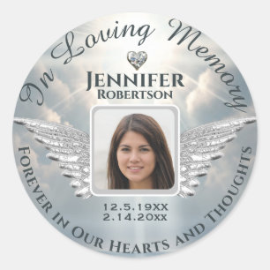 In Loving Memory Foto Zilver Ronde Sticker