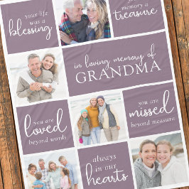 In Loving Memory Fotocollage Memorial Quote Fleece Deken
