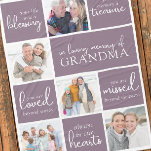 In Loving Memory Fotocollage Memorial Quote Fleece Deken