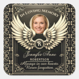 In Loving Memory Fotosjabloon Vierkante Sticker