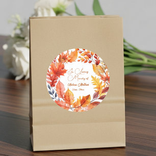 In Loving Memory Funeral Herfst Floral Ronde Sticker