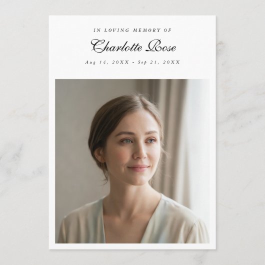 In Loving Memory Funeral Program Keepsake Card Programma (Voorkant)