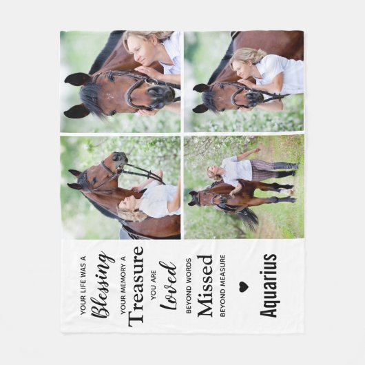 In Loving Memory Gepersonaliseerd 4 Afbeelding Mem Fleece Deken (Voorkant)
