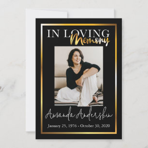 In Loving Memory Gouden begrafenisfoto Kaart