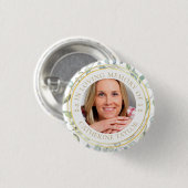 In Loving Memory Greenery Photo Funeral Button (Voorkant /achterkant)