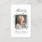 "In Loving Memory" (In liefdevolle herinnering), b Visitekaartje (Voorkant)