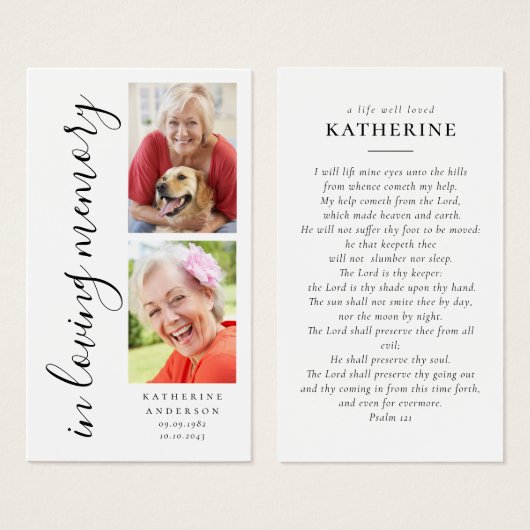 In Loving Memory Kalligrafie 2 Fotogebed Kaart (Voorkant /achterkant)