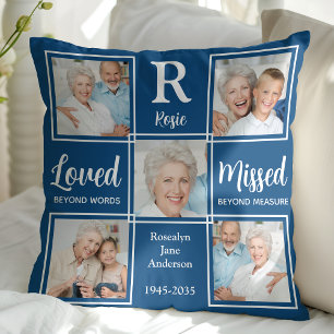 In Loving Memory Keepsake Blue Photo Memorial Kussen