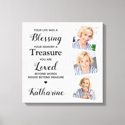 In Loving Memory Marble Memorial Keepsake Foto Canvas Afdruk (Voorkant)