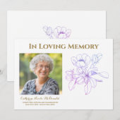 In Loving Memory Memorial Elegant Floral Aankondiging (Voorkant / Achterkant)