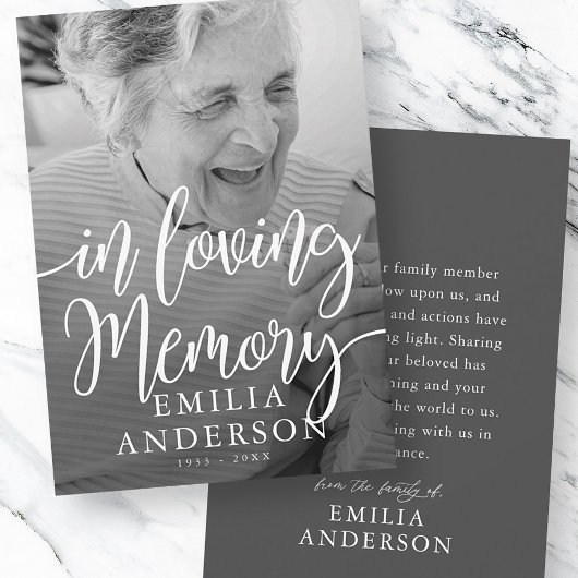 In Loving Memory Memorial Moderne eenvoudige fotok