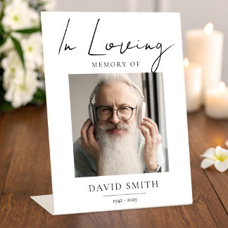 In Loving Memory - Minimalist Photo for Husband Reclamebord Met Voetstuk