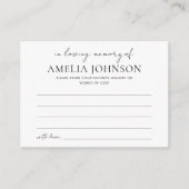 "In Loving Memory" Minimalistische begrafenis Kaar Informatiekaartje (Voorkant)