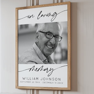 In Loving Memory Modern Schrift Foto Begrafenis Poster