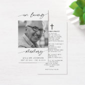 In Loving Memory Modern Script Photo Prayer Visitekaartje (Bureau)