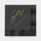 In loving memory name date black funeral memorial folie servetten (Voorkant)