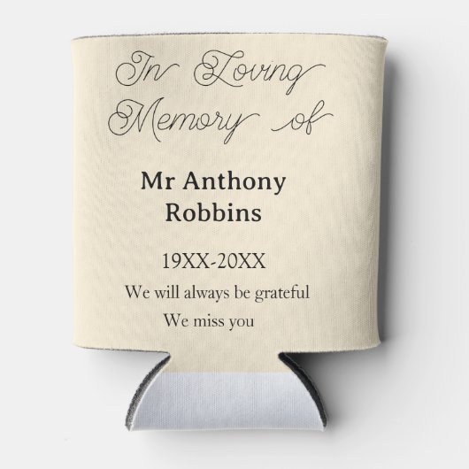 In Loving memory of name funeral memory keepsake Blikjeskoeler (Voorkant)
