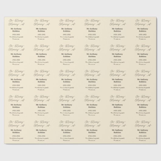 In Loving memory of name funeral memory keepsake Cadeaupapier (Vlak)
