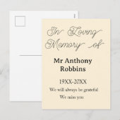 In Loving memory of name funeral memory keepsake Feestdagenkaart (Voorkant / Achterkant)