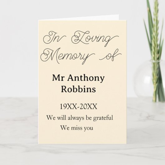In Loving memory of name funeral memory keepsake Kaart (Voorkant)