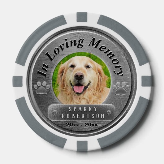 In Loving Memory Pet Pocket Foto Herinnering Poker Chips (Voorkant)