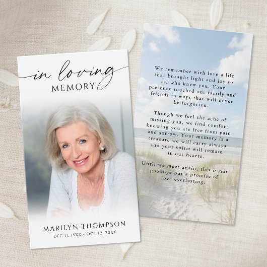 In Loving Memory Photo Beach Memorial Cards