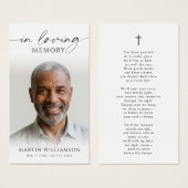 In Loving Memory Photo Cross Poem Prayer Card (Devant & derrière)