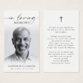 In Loving Memory Photo Cross Sympathy Prayer Card Visitekaartje (Voorkant /achterkant)