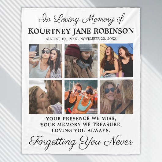 In Loving Memory Photo Memorial Fleece Deken