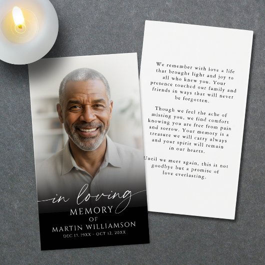 In Loving Memory Photo Sympathy Prayer Card