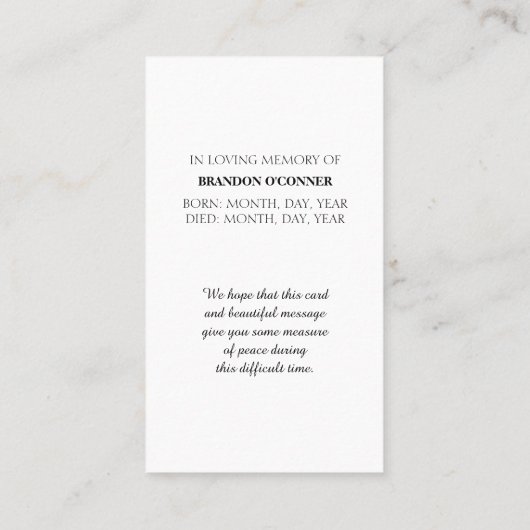 In Loving Memory Platteland Sympathie Card Visitekaartje (Achterkant)