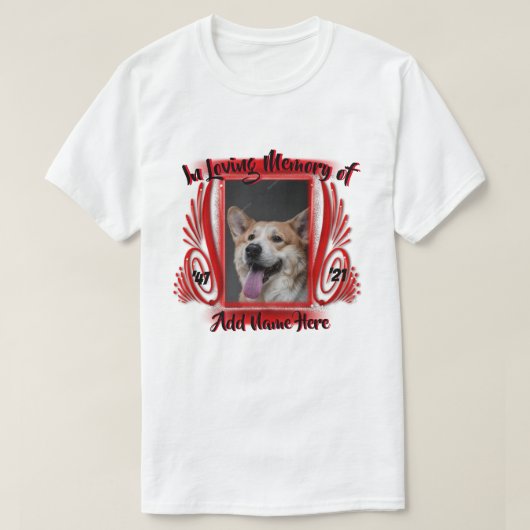 In loving memory (rood) foto gepersonaliseerd T-sh T-shirt (Design voorkant)